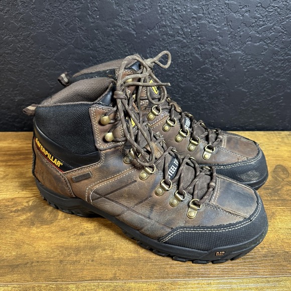 Caterpillar Other - Caterpillar Mens Outline Steel Toe Waterproof Work Boots Brown Leather P90935 12